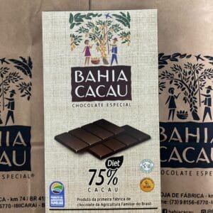 CHOCOLATE EM BARRA 75% DIET 80G - BAHIACACAU